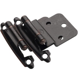 DecoBasics 3/8" Inset Cabinet Hinges Bronze (10 Pair -20 Pcs) Oil Rubbed Bronze Offset Self Closing Cabinet Hinges for Kitchen Cabinets w/Bumpers & Upgraded Screws