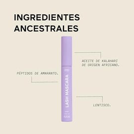 AHAL - Mascara de pestañas con Aceite de Kalahari, Lentisco y Ricino - Larga Duración, Alarga Fortalece y Regenera tus Pestañas - Rimel Negro con Péptidos de Amaranto y Aceites Naturales, 8g.