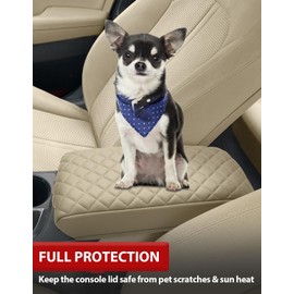 KBH Center Console Armrest Cover for Hyundai Sonata 2015 2016 2017 2018 2019, Middle Console Lid Protector Foam Pad, PU Leather Interior Accessories, Beige