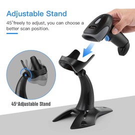 Eyoyo Wired 1D 2D Barcode Scanner with Gooseneck Stand Handsfree/USB Wired Handheld Barcode Reader, Automatic PDF417 Data Matrix QR Code Imager Scanner for PC POS System Library Store Supermarket