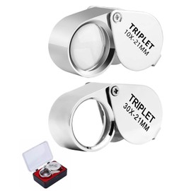 ZEXIJOW Pieghevole Lente d'Ingrandimento Gioiellieri 10X e 30X, Lente d'Ingrandimento Tascabile per Orologiaio, Identificazione Gioielli e Pietre Preziose