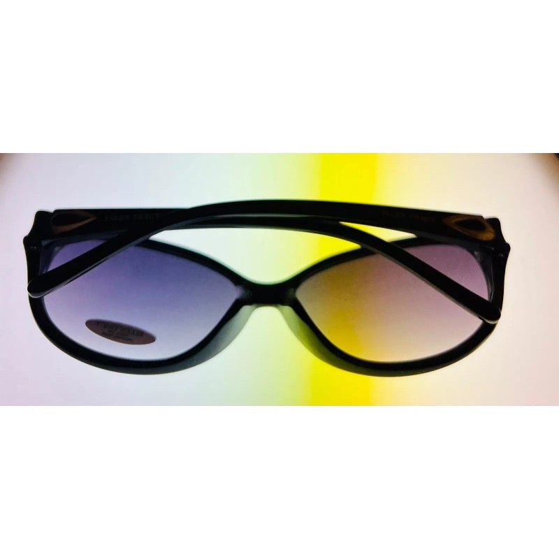 Ellen Tracy Womens Black Plastic Rectangle Sunglass, Gradient Lens 547.