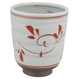 Hasamiyaki 052622 Issei Pottery Lightweight Tea Cup, Small, Old Dyed Inside/Outer Arabesque