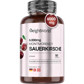 Montmorency Sour Cherry 3,000 mg - 300 mg Sour Cherry Extrackt 10:1 per Serving - 180 Capsules - Natural Ingredients & Laboratory Tested in Germany - Vegans & Vegetarians - Cherry Extract - MaxMedix