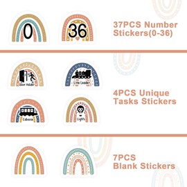 48PCS Boho Rainbow Numbers Stickers Classroom Decorations Colorful Mini Dots Number Spot Markers Stickers Boho Classroom Labels Accents Cutouts for Preschool Elementary School Floor Decoration