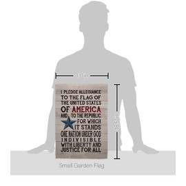 Breeze Decor Pledge of Allegiance Garden Flag Set with Stand Star and Stripes Patriotism Independence Memorial United State American House Banner Small Yard Gift Double-Sided, Made in USA