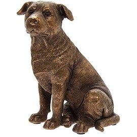 Leonardo Collection Staffy Dog Figurine Dog Sitting Bronze Coloured