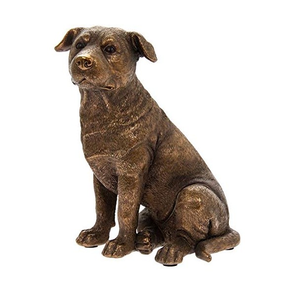 Leonardo Collection Staffy Dog Figurine Dog Sitting Bronze Coloured