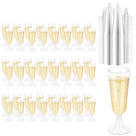 50 Pcs Plastic Champagne Flutes,Clear Champagne Glasses,5 Oz Champagne Glasses Easy Assemble Cocktail Cups,for Party Wedding Toasting Party Birthday Anniversary Celebration BBQ & Garden Parties Etc