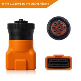HUMZOR 9 Pin J1939 Male to 16 Pin OBD2 Adapter, Heavy Duty Truck Diagnostic Scanner Connector, Compatible with Freightliner, Kenworth, Cummins, Volvo, Western Star & International Trucks（Orange）