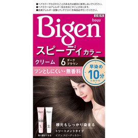 Hoyu Houyou Bigen Speedy Color Cream, 6 (Dark Brown), 1st Agent 1.4 oz (40 g) + 2nd Agent 1.4 oz (40 g)