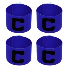 PATIKIL 11.8x2.8 Soccer Captain Armband, 4Pcs Nylon Elastic Protective Arm Badge for Youth Adult Team Training, Blue