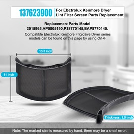 137623900 Dryer Lint Filter for Electrolux Kenmore Dryer Lint Filter Parts Replacement, Compatible with Electrolux EIMED60LT3, EIMED60LT4, EIMED6CJIW3, EIMED6CJIW4, EIMED6CLSS3