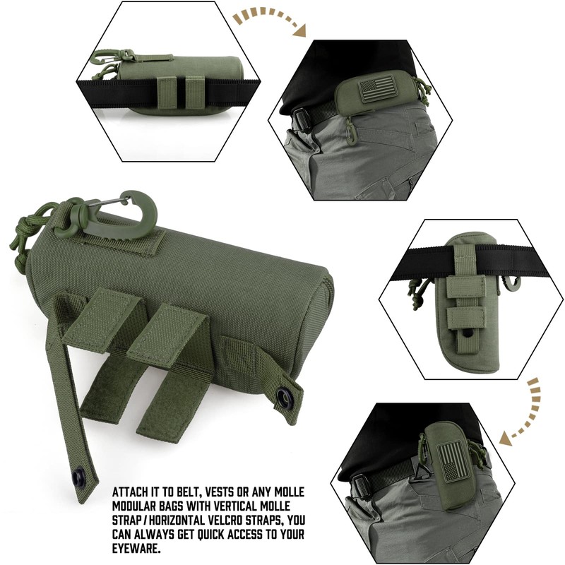 WYNEX Tactical Molle Glasses Pouch, Tactical Eyeglasses Hard Case Shockproof