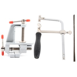 Jewelers Sawbow Saw Frame 12 Blades &amp; Mini Bench Vise with Clamp Jewelry Making DIY Craft Tool