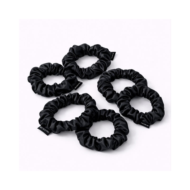 Casa Della Silk Petite Mulberry Silk Scrunchies x6 – Small