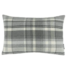 McAlister Textiles Heritage Throw Boudoir Pillow Case| Large Charcoal Grey Highland Brushed Tartan Check Tweed Plaid | 60x40cm, 24x16