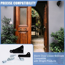 Screen Door Closer Kit, Storm Door Replacement Parts Compatible with Wright Products Screen Door Stopper Parts with Brackets, Pins and Mounting Screws (Black)