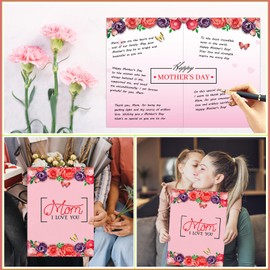D4DREAM Jumbo Mothers Day Cards for Mom 20"x 14.3" Mom I Love You Happy Mother's Day Greeting Card Large Pink Floral Mothers Day Gifts Card for Best Mom from Daughter Son Kids All of Us