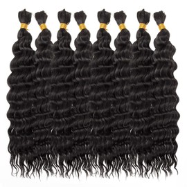 YXCHERISHAIR 8 Packs Boho Hair For Braiding Curly Braiding Hair for Boho Braids Brown Deep Wave Bulk Hair Wet and Wavy Bohemian Braiding Hair Extensions No Weft(1B, 18inch)