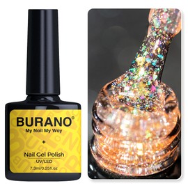 BURANO Holographic Gel Polish, Reflective Glitter Gel Polish 7.3ml UV LED Pink Glitter Gel Nail Polish for Home DIY, Diamond Gel Nail Polish Curing Required (YH29)