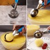Cuchara de fruta de acero inoxidable, práctica cuchara de bola