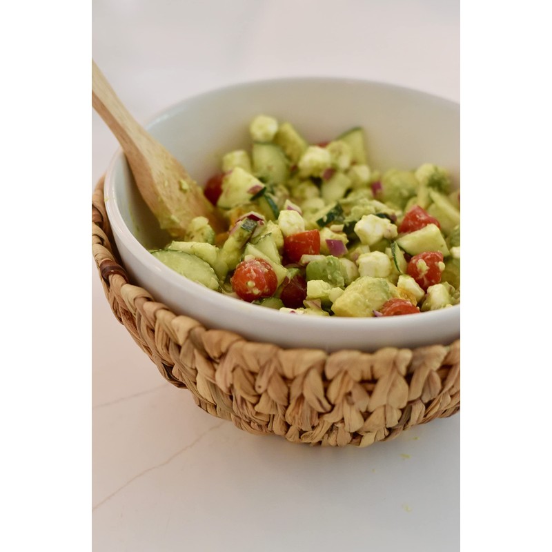 Mud Pie Water Hyacinth Serving Bowl Set, White/Tan, bowl 4.5"