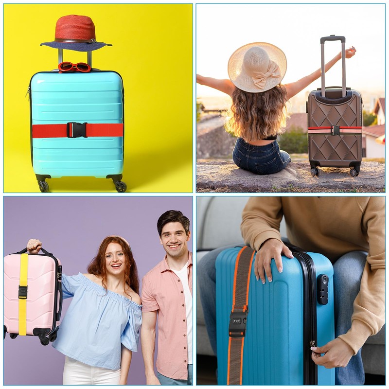 PATIKIL Luggage Straps, 4 Pack Suitcase Straps Adjustable Luggage Belts