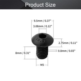 MroMax 50Pcs M5 x 8mm Button Head Socket Cap Bolts Screws, Alloy Steel 10.9 Grade, Allen Socket Drive, Black Oxide Finish, Fully Machine Thread