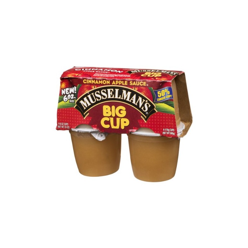Musselman's Apple Sauce Big Cup Cinnamon - 4 CT