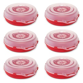 HOMZ 24'' Stackable and Nestable Holiday Wreath Plastic Storage Containers with Secure Latching Lid and Easy Grip Handle, Red/Clear (6 Pack)