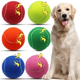 Magicorange Squeaky Tennis Ball Dog Toys 4 inch Oversize Giant Tennis Ball for Fetch Exercise, Natural Rubber Squeaky Dog Balls Training Safe (Multicolor, 6 Pack)