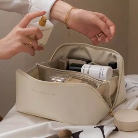 여성용 대용량 메이크업 가방 가죽 다기능 세면 용품 정리함 휴대용 여행 방수 보관 케이스 Women's Large Makeup Bag Leather Multi-Functional Toiletry Organizer Travel Waterproof Storage Case