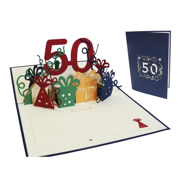 Lin Pop Up Greeting Card for 50th Birthday, Birthday Card Greeting Card – Birthday cards