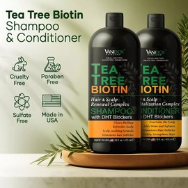 Tea Tree Shampoo and Conditioner Set with Biotin and 100% Pure Tea Tree Oil