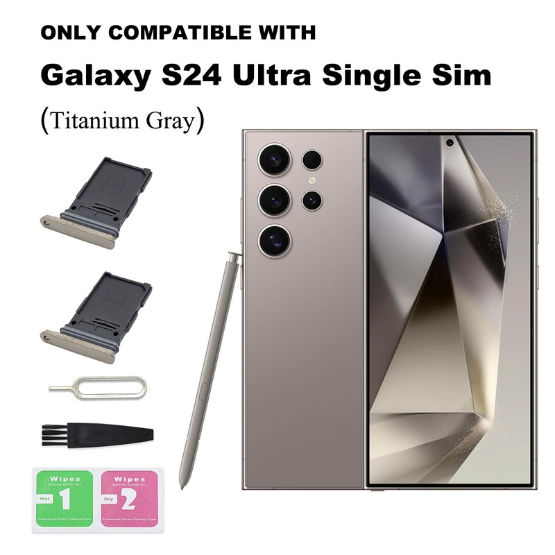 2 PCS for Galaxy S24 Ultra Single SIM Card Tray