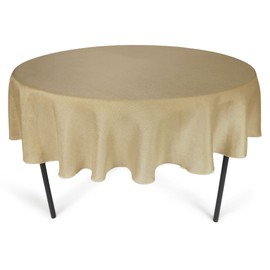 Goldstream Point 72 Inch Round Natural Brown Polyester Burlap Tablecloth Faux Jute Table Cover