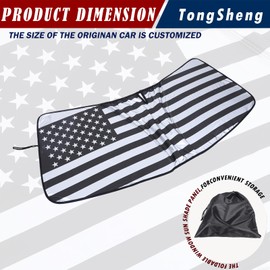 The Original Windshield Sun Shade for Toyota Tundra Sequoia 2022 2023 2024+ Car Windshield Reflective Sunshade Protector Sun Shade Accessories (Silver Black US Flage)