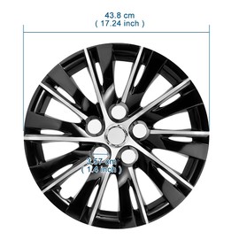 Universal Hubcap Wheel Cover Set of 4, Replacement Car Vehicle Wheel Rim Skin Cover Fits 16 inch Hubcap Wheel - Black&Silver