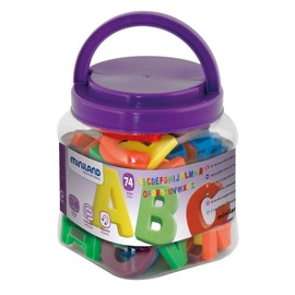 Miniland 97922 - Jumbo-Buchstaben magnetisch/Behälter 74 Teile.