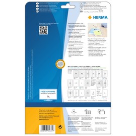 HERMA 4681 Wetterfeste Folienetiketten transparent, 25 Blatt, 66 x 33,8 mm, 24 pro A4 Bogen, 600 Stück, selbstklebend, bedruckbar, matt, blanko Klebeetiketten Aufkleber aus Folie, durchsichtig