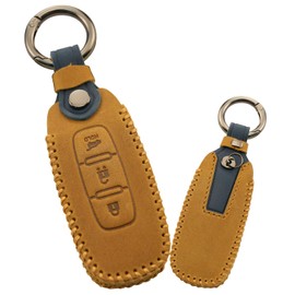 ontto Cowhide Car Key Case Cover for Nissan Juke X-Trail T33 Qasqhai J12 Qashqai Ariya Altima Teana 2022-2023 Remote Control Key Case Key Case Key Case 3 Buttons Brown