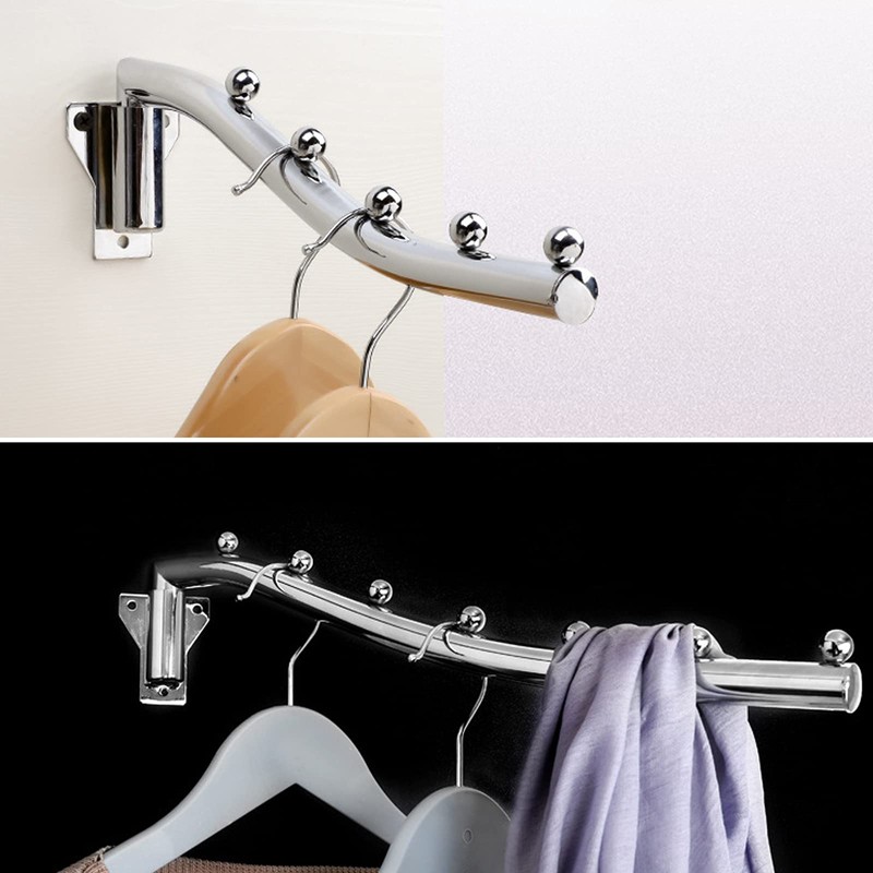 Wall Mounted Clothes Hanger Rack Folding, Clothes Hook, Stainless Steel