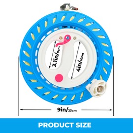 Kaiciuss 9in Kite String Reel Winder with Brake, Anti-Rotation Knob Equipped, 1640ft Sturdy Line, Easy to Use for Flying Kite for, Adults, Teens and Beginners (Blue)