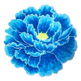 Judy Dre am Blue Peony Flower - Alfombra redonda de felpa suave y esponjosa para recámara, cocina, baño, sala de estar, lavable, floral, lanudo