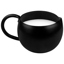 GoCraft Matte Black Creamer Pitcher with Handle | Small Iron Cup Jug for Serving Milk, Coffee Creamer, Salad Dressing, Maple Syrup, Sugar - Perfect Container for Home, Cafe and Restaurant Use!