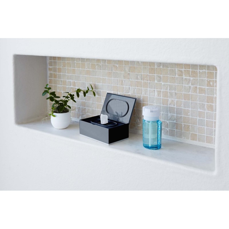 山崎実業 シンプル ウェットティッシュケース ヴェール 長方形 ブラック 7863