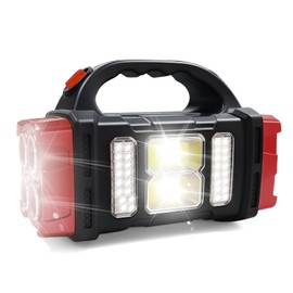 GEEBONFLUGENS Solar Handheld Flashlight, 4 Lighting Modes Rechargeable LED Work Light, USB-C & Solar Powered Portable Lantern,Emergency Camping Light for Outdoor, Hiking, Power Outage (Red-1pcs)