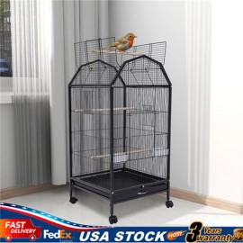 unbranded 39.9'' Bird Cage Large Play Top Parrot Finch Cage Pet Supply Easy Assemble Black