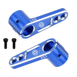 2PCS TGCWENG CNC Aluminum Alloy 25T Servo Horn 25 Teeth Steering Arm Horn Suitable with Losi Tamiya HPI HSP Redcat Axila SCX10 90046 TRX4 Etc 1/10 RC Crawler car (Blue)
